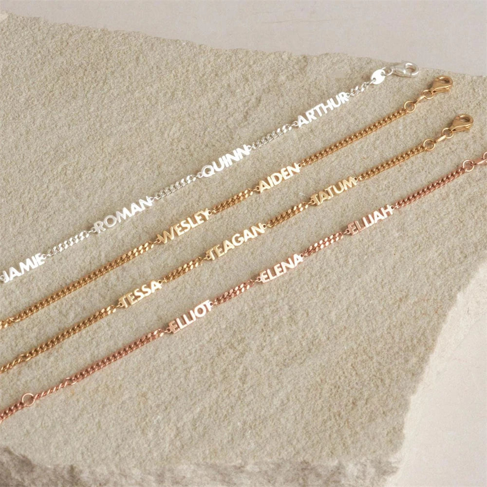 Custom Multiple Name Bracelet Personalized Nameplate Jewelry Cuban Chain Kids Names Bracelets for Mother Women Gift Pulseras