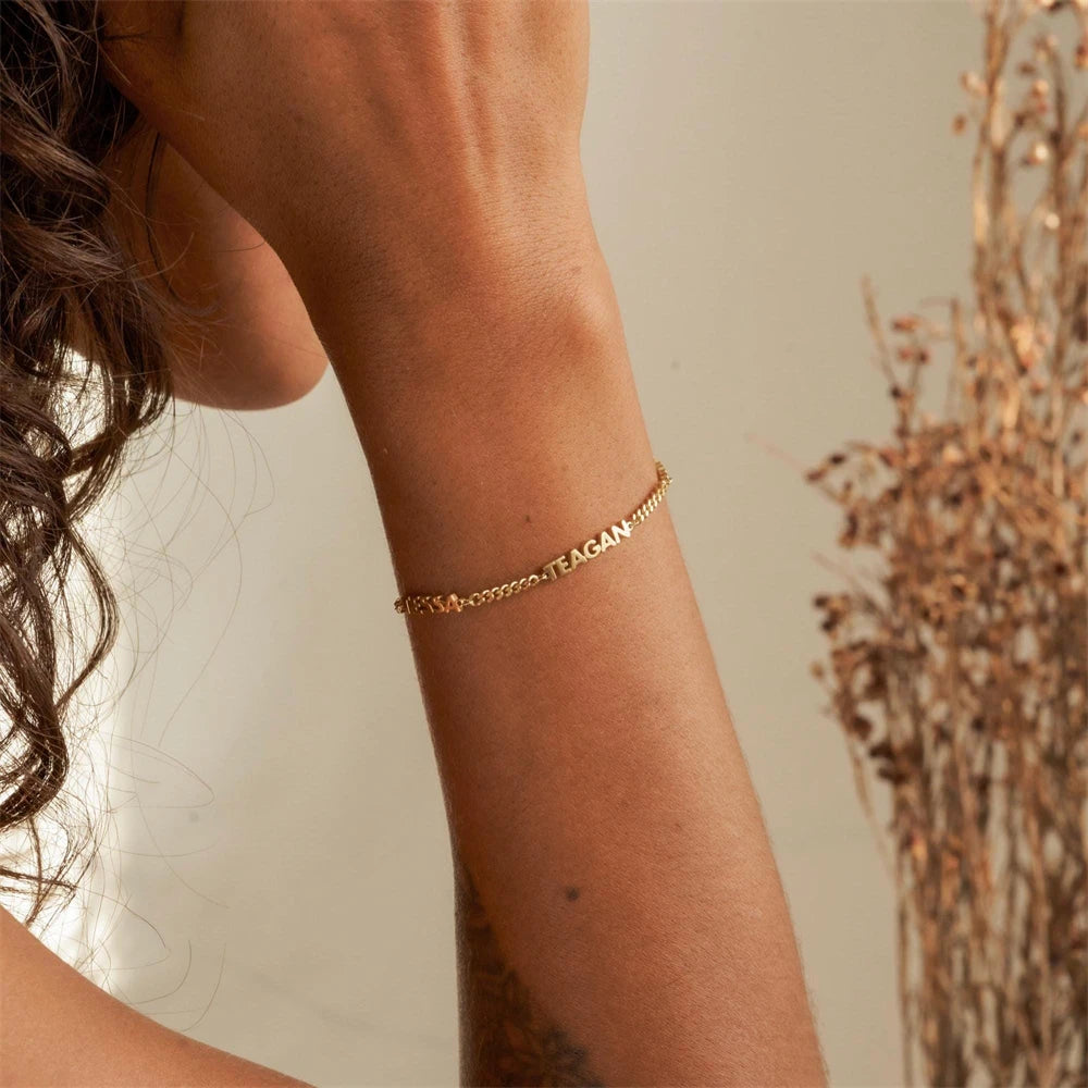 Custom Multiple Name Bracelet Personalized Nameplate Jewelry Cuban Chain Kids Names Bracelets for Mother Women Gift Pulseras